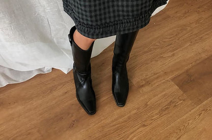 Gingham Ruffle Straight Skirt