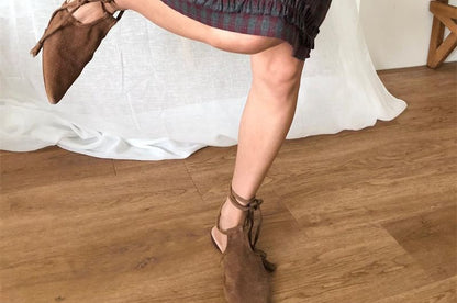 Gingham Ruffle Straight Skirt