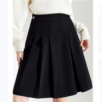 Mid Waist Pleated A-Line Skirt
