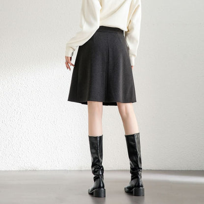 Mid Waist Pleated A-Line Skirt