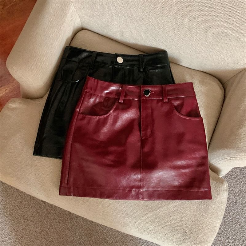 Faux Leather High Waist Mini Pencil Skirt