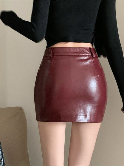 Faux Leather High Waist Mini Pencil Skirt