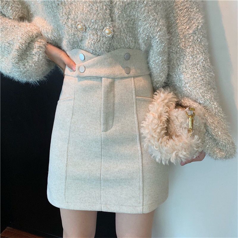 High Waist Plain A-Line Mini Skirt