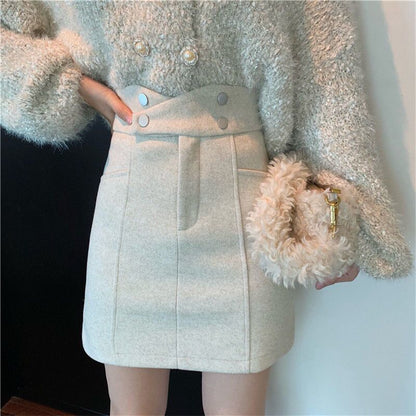High Waist Plain A-Line Mini Skirt