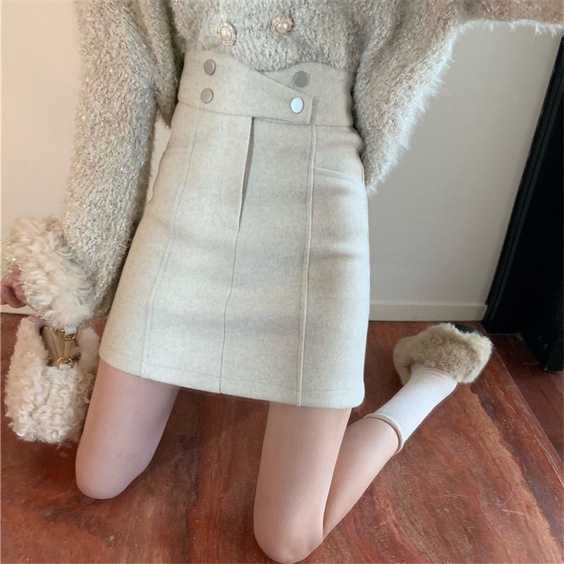 High Waist Plain A-Line Mini Skirt