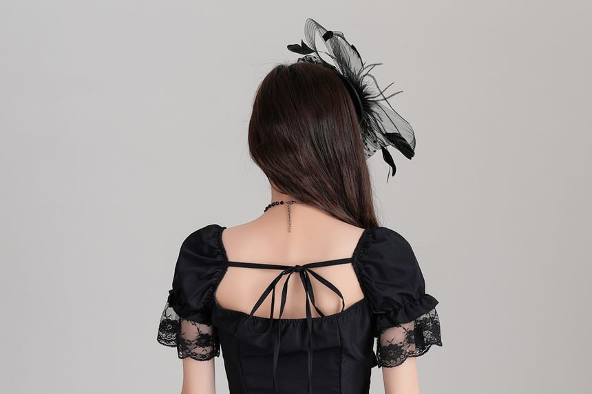 High Waist Lace Trim Tiered A-Line Mini Skirt