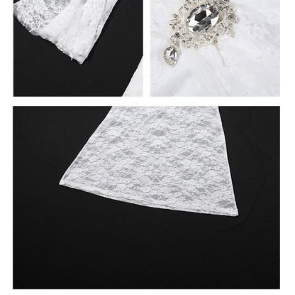 Long-Sleeve Off Shoulder Lace Maxi Sheath Dress