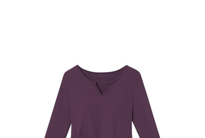 Notched Long-Sleeve Athletic Top