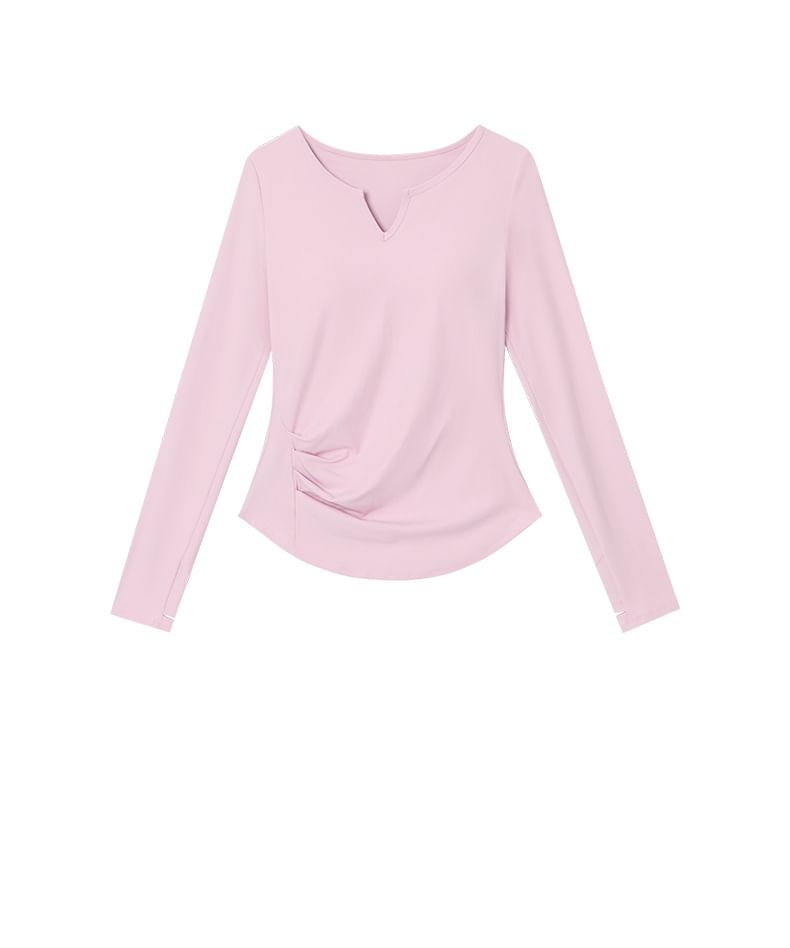 Notched Long-Sleeve Athletic Top