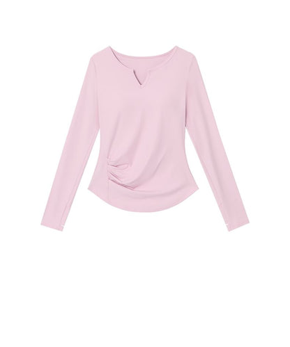 Notched Long-Sleeve Athletic Top