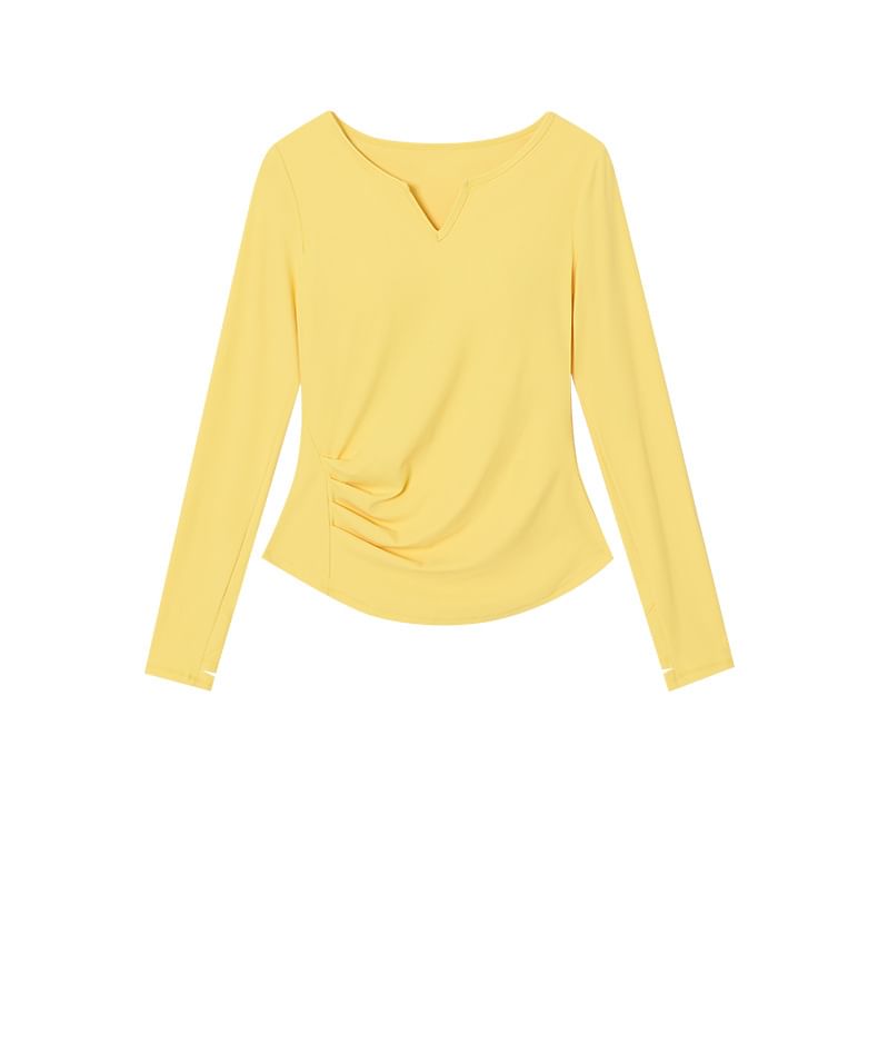 Notched Long-Sleeve Athletic Top