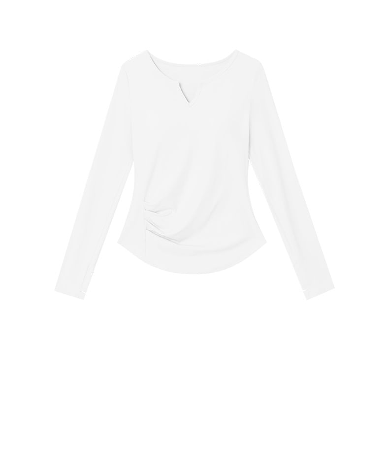 Notched Long-Sleeve Athletic Top