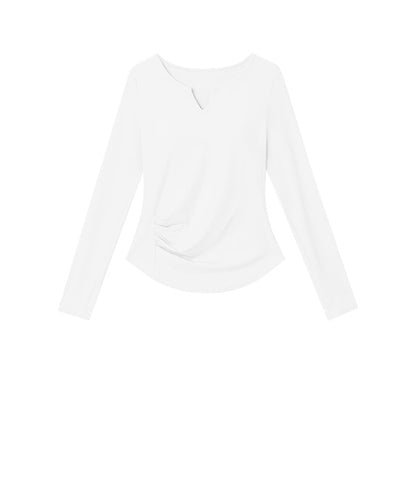 Notched Long-Sleeve Athletic Top