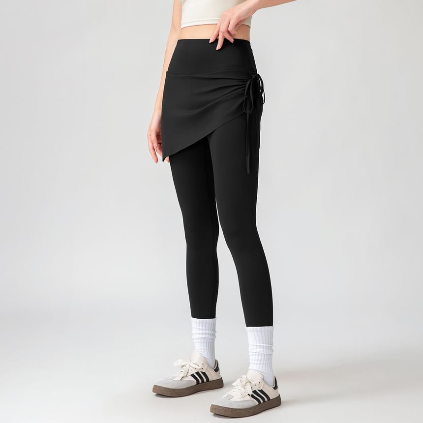 Asymmetrical Skirt Overlay Yoga Leggings