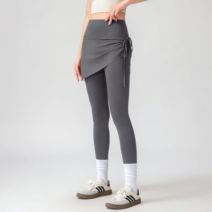 Asymmetrical Skirt Overlay Yoga Leggings