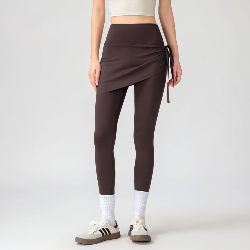Asymmetrical Skirt Overlay Yoga Leggings