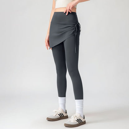Asymmetrical Skirt Overlay Yoga Leggings
