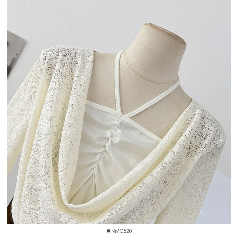 Cowl Neck Slim-Fit Top with Asymmetric Hem