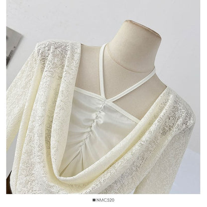 Cowl Neck Slim-Fit Top with Asymmetric Hem