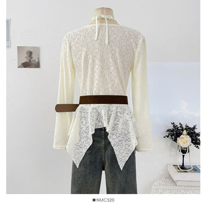 Cowl Neck Slim-Fit Top with Asymmetric Hem