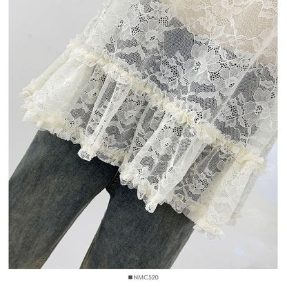 Lace See-Through Scoop Neck Tank