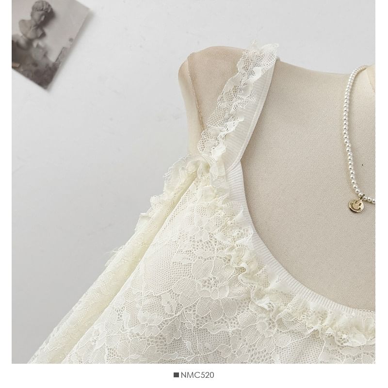 Lace See-Through Scoop Neck Tank