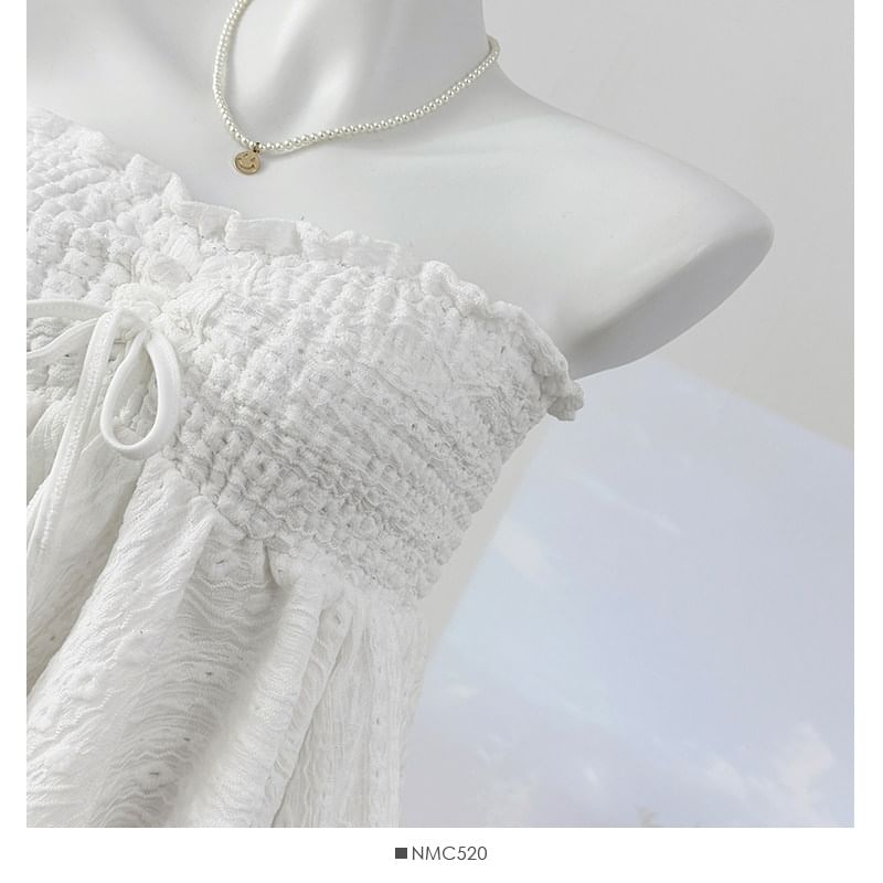 Asymmetric Smocked Tube Top with Flowy Hem