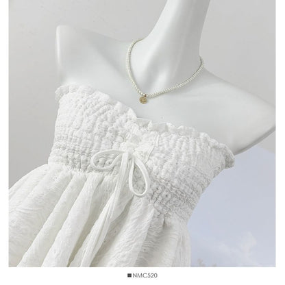 Asymmetric Smocked Tube Top with Flowy Hem