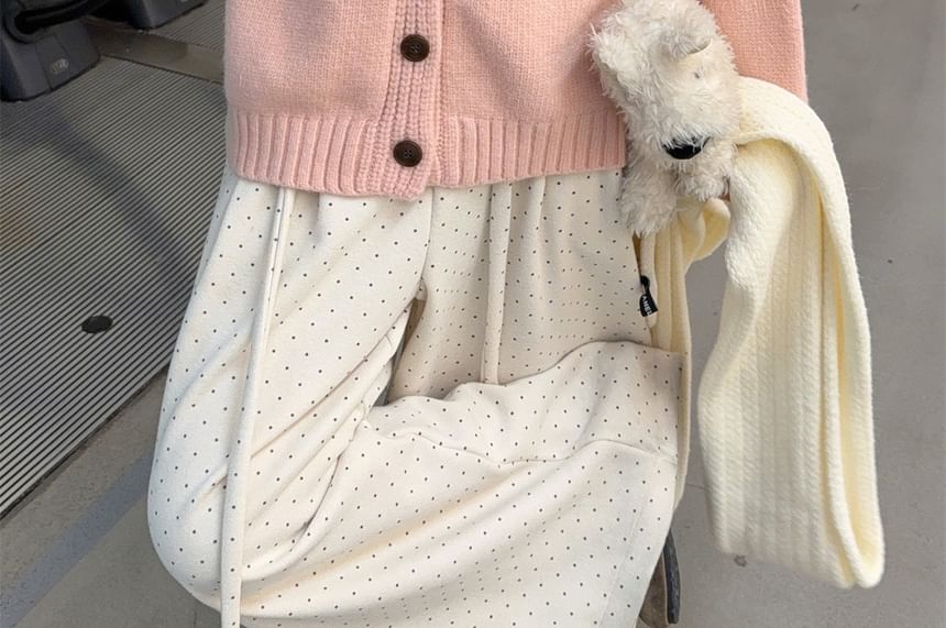 Plain Hooded Button-Up Cardigan