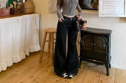 Long Sleeve V-Neck Lace Trim Tie-Front Plain Slim-Fit Top