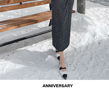 Long-Sleeve V-Neck Plain Maxi Sheath Dress