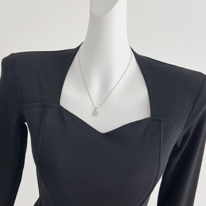 V-Neck Crop Top and Faux Leather Maxi Skirt Set