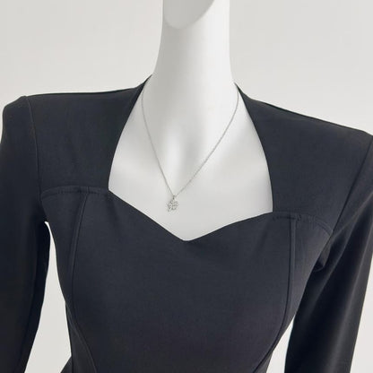 V-Neck Crop Top and Faux Leather Maxi Skirt Set