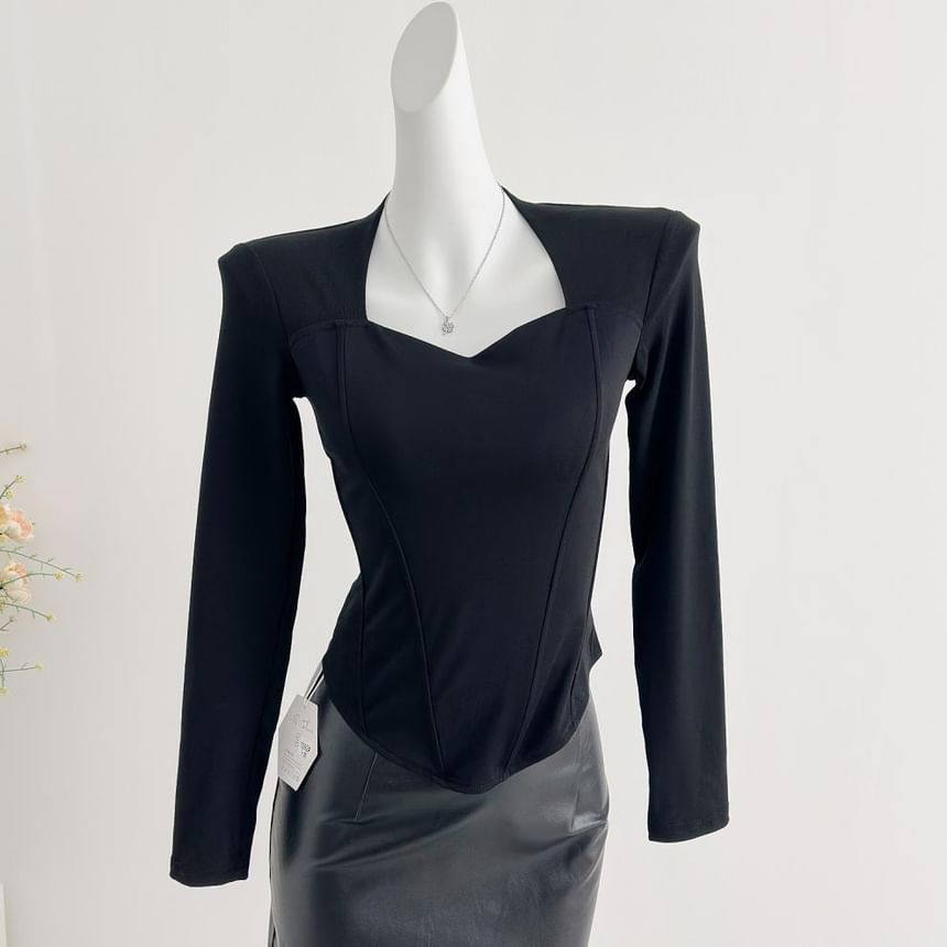 V-Neck Crop Top and Faux Leather Maxi Skirt Set