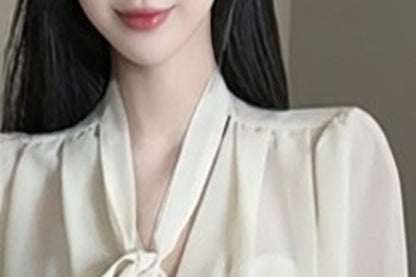 Long-Sleeve Sheer Tie-Neck Blouse & Lace Pencil Mini Skirt
