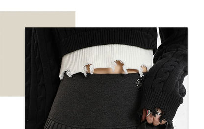 High-Waist Pleated Solid A-Line Mini Skirt