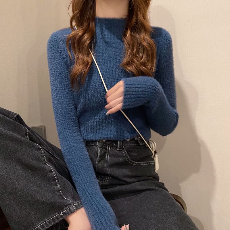 Mock Neck Knit Long Sleeve Top