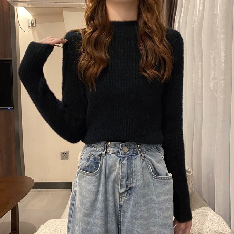 Mock Neck Knit Long Sleeve Top
