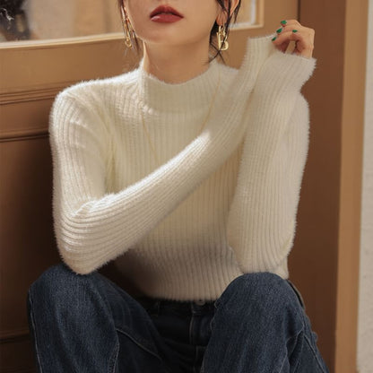 Mock Neck Knit Long Sleeve Top