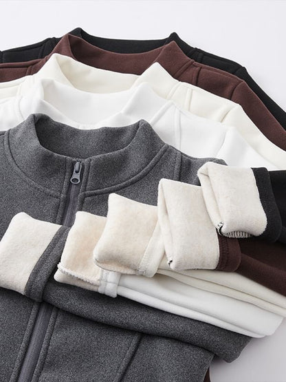 Zip-Up Mock Neck Long Sleeve Top