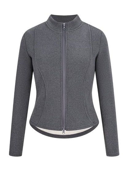 Zip-Up Mock Neck Long Sleeve Top