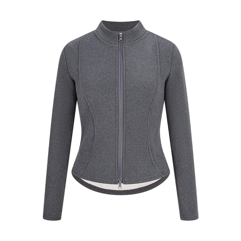 Zip-Up Mock Neck Long Sleeve Top