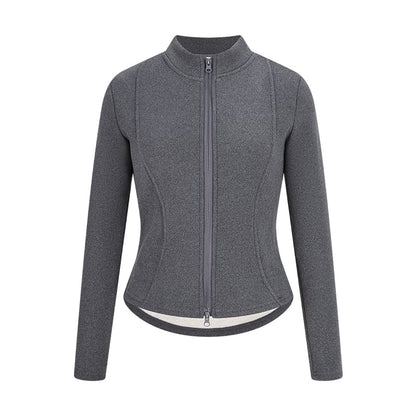 Zip-Up Mock Neck Long Sleeve Top