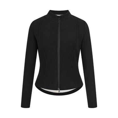Zip-Up Mock Neck Long Sleeve Top