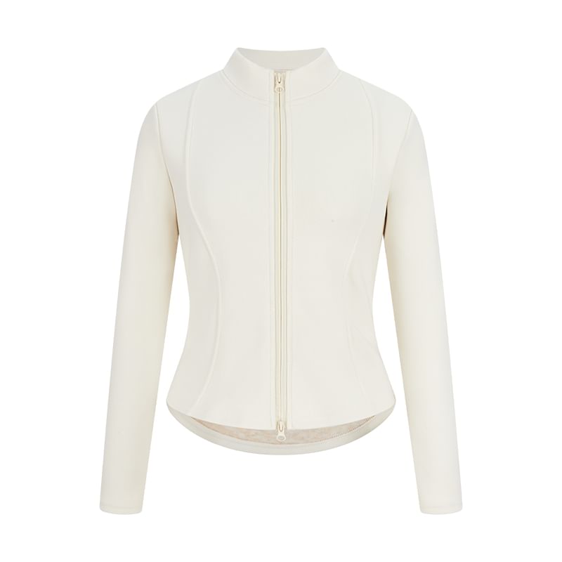 Zip-Up Mock Neck Long Sleeve Top