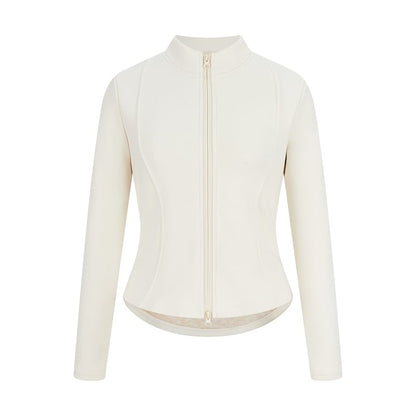 Zip-Up Mock Neck Long Sleeve Top