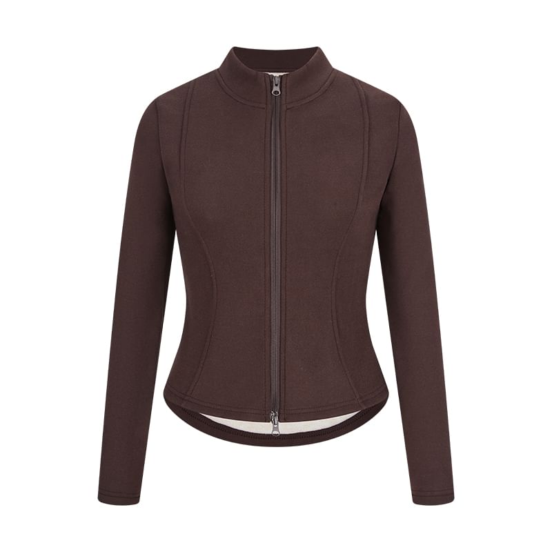 Zip-Up Mock Neck Long Sleeve Top