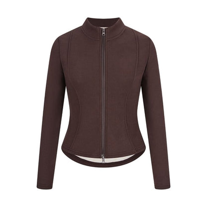 Zip-Up Mock Neck Long Sleeve Top