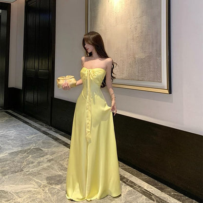 Halter-Neck Plain Shirred Keyhole Plain Maxi A-Line Dress
