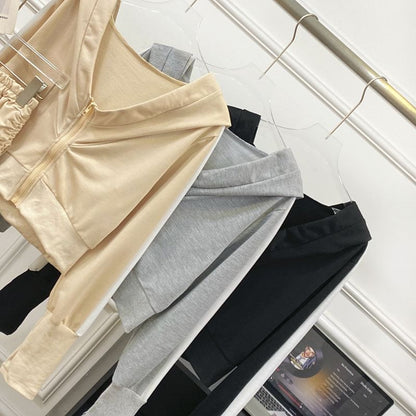 Zip-Up Hoodie and Shorts Set